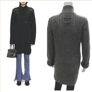 CHANEL 2009 long-sleeved Cashmere Wool open knit cardigan duster 36